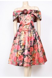 Golden Floral Party Dress